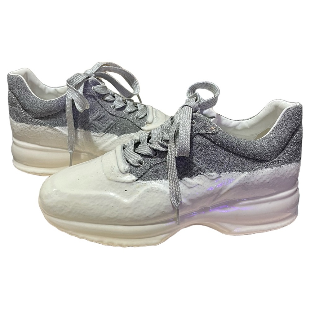 Authentic Hogan H641 "Dipped" Glitter Low-Top Sneakers – (38)